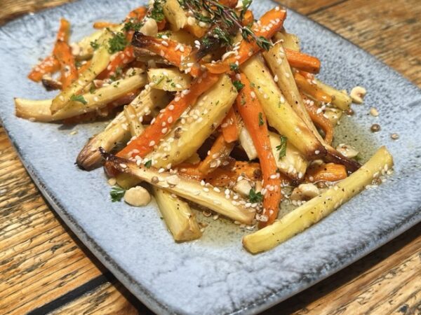 Roast carrots and parsnips with hazelnut dukkah