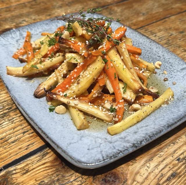 Roast carrots and parsnips with hazelnut dukkah